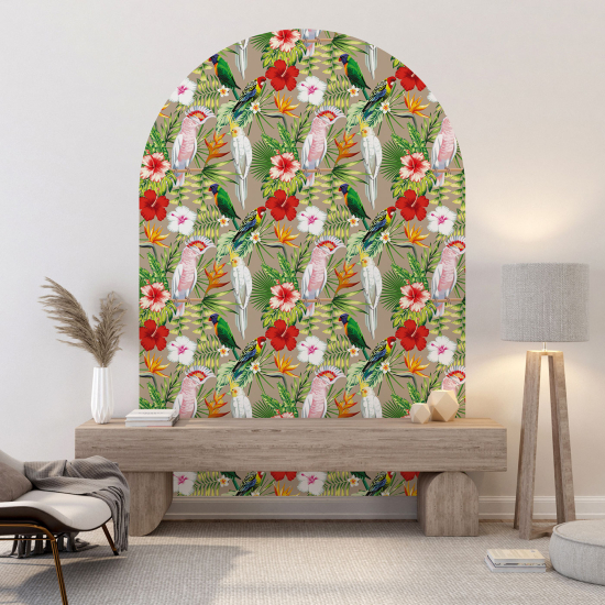 Arch Wall Sticker - Flowers Birds