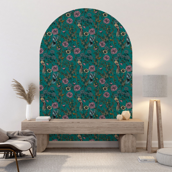 Arch Wall Sticker - Flowers Birds