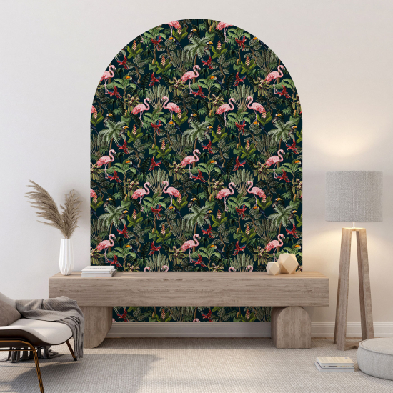 Arch Wall Sticker - Pink flamingos