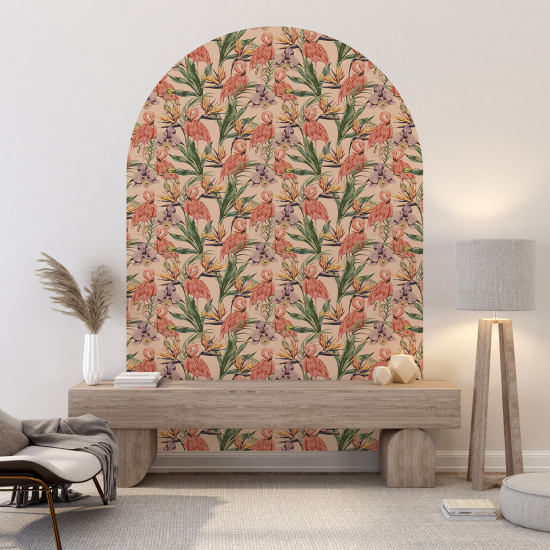 Arch Wall Sticker - Pink flamingos