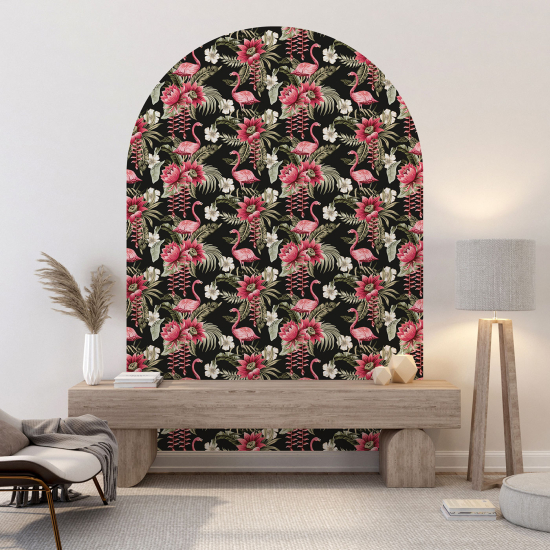 Arch Wall Sticker - Pink flamingos