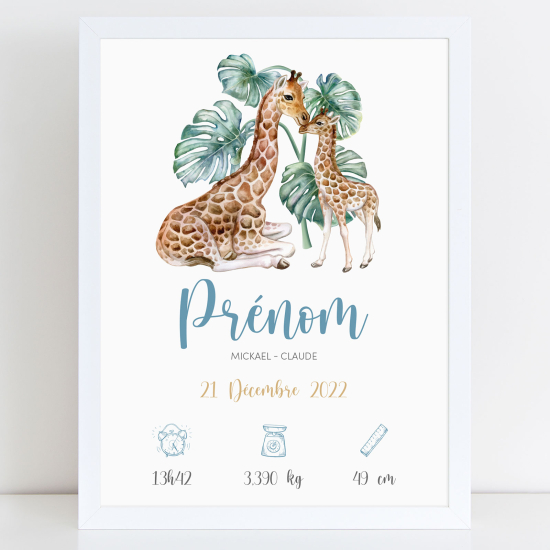 Baby birth poster - Giraffes