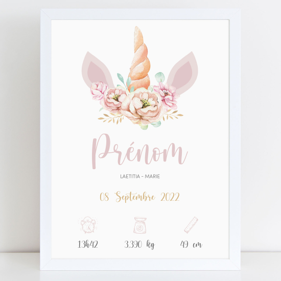 Baby birth poster - Unicorn