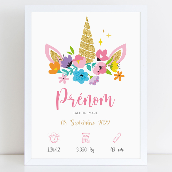 Baby birth poster - Unicorn