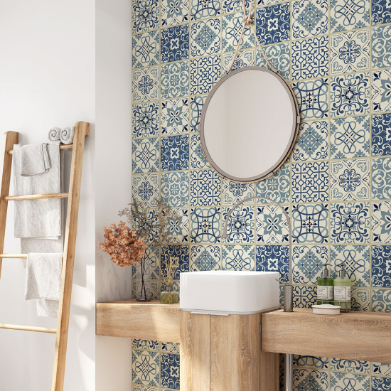 Bathroom Self Adhesive - Cement tile pattern