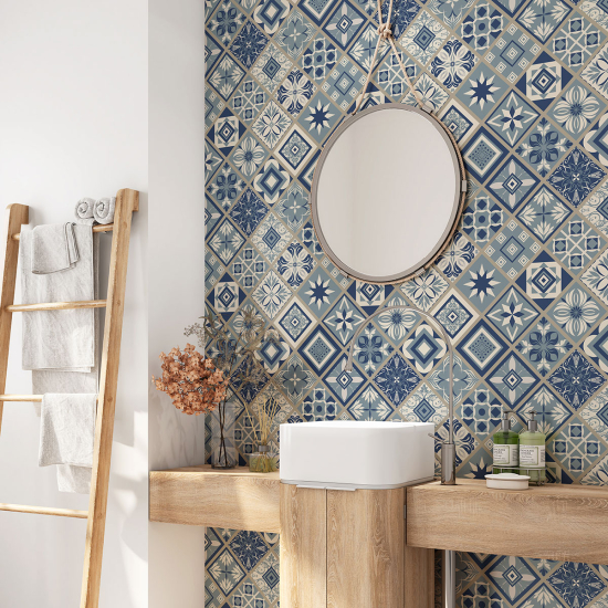 Bathroom Self Adhesive - Cement tile pattern