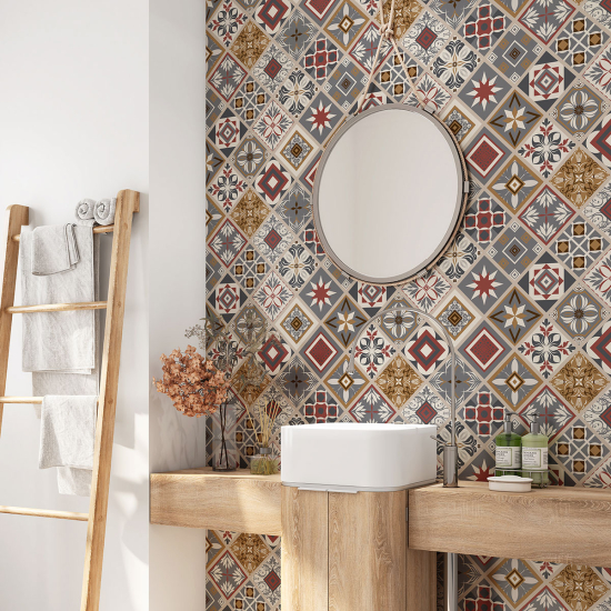 Bathroom Self Adhesive - Cement tile pattern