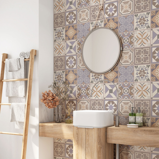 Bathroom Self Adhesive - Cement tile pattern