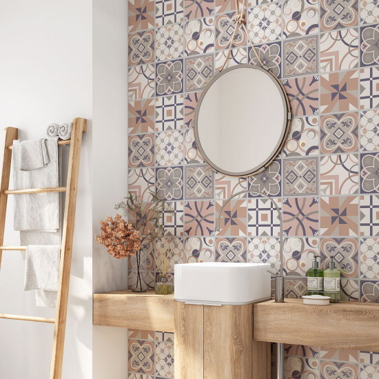 Bathroom Self Adhesive - Cement tile pattern