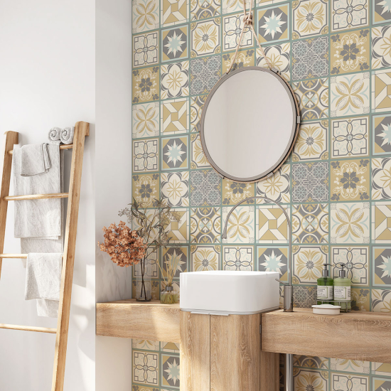 Bathroom Self Adhesive - Cement tile pattern