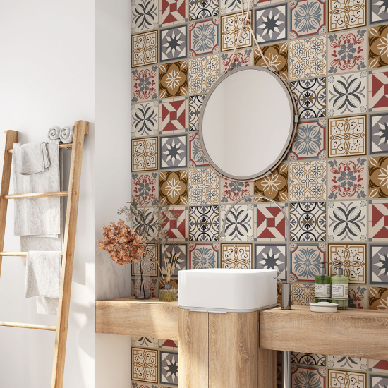 Bathroom Self Adhesive - Cement tile pattern