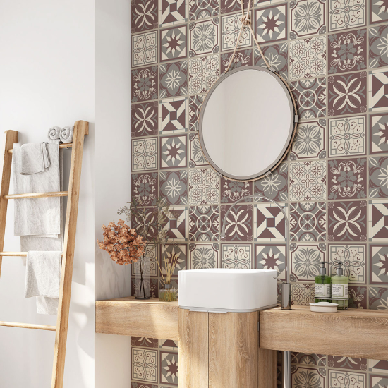 Bathroom Self Adhesive - Cement tile pattern