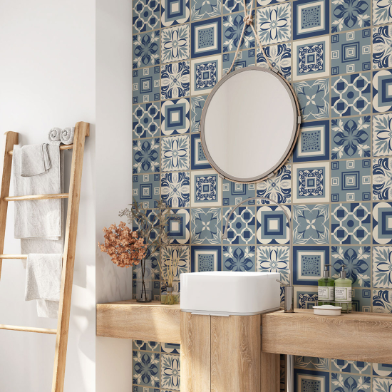 Bathroom Self Adhesive - Cement tile pattern