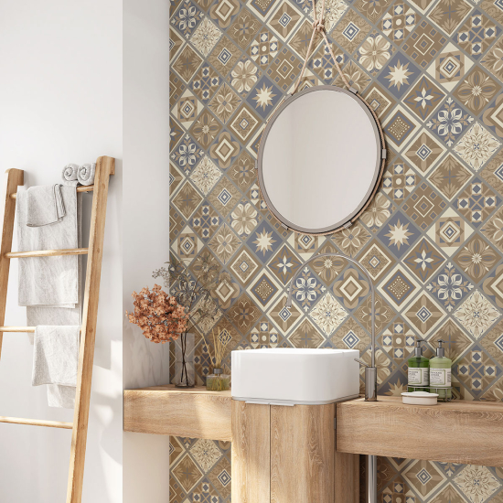 Bathroom Self Adhesive - Cement tile pattern