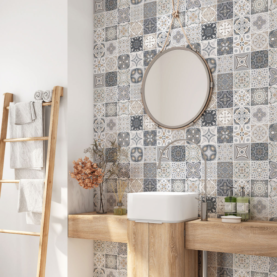 Bathroom Self Adhesive - Cement tile pattern