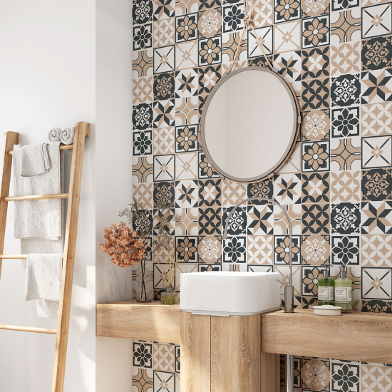 Bathroom Self Adhesive - Cement tile pattern