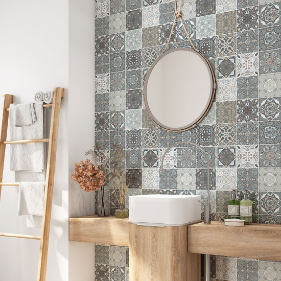 Bathroom Self Adhesive - Cement tile pattern