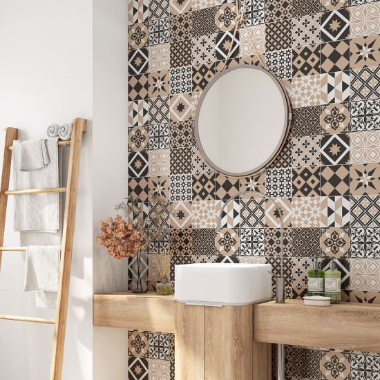 Bathroom Self Adhesive - Cement tile pattern