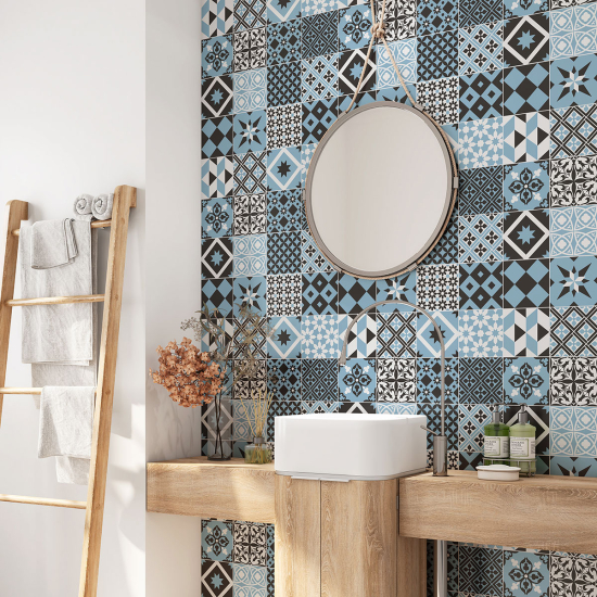 Bathroom Self Adhesive - Cement tile pattern