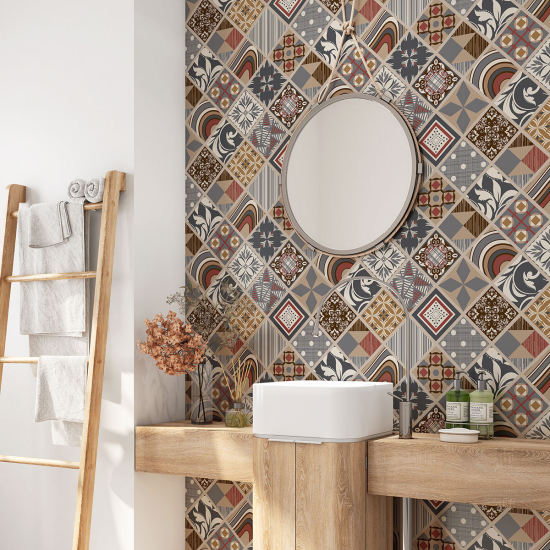 Bathroom Self Adhesive - Cement tile pattern