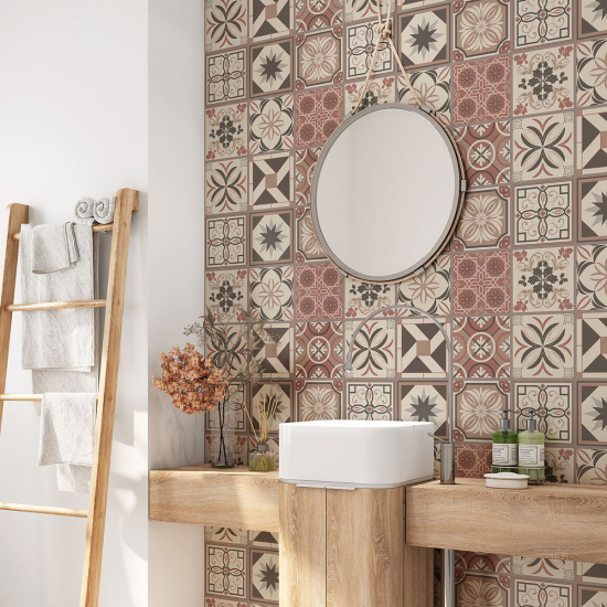 Bathroom Self Adhesive - Cement tile pattern