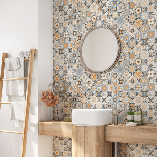 Bathroom Self Adhesive - Cement tile pattern