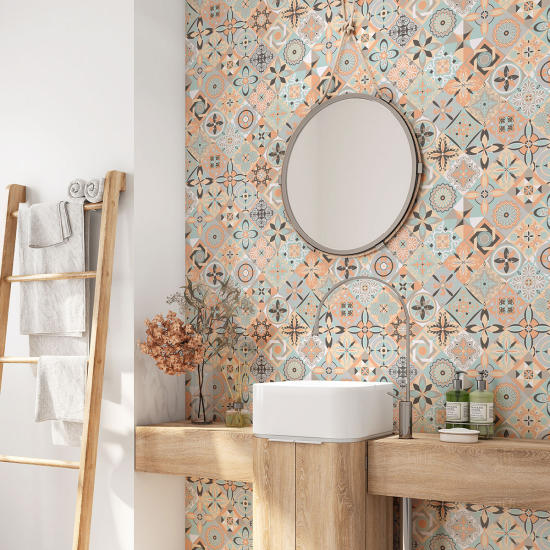 Bathroom Self Adhesive - Cement tile pattern