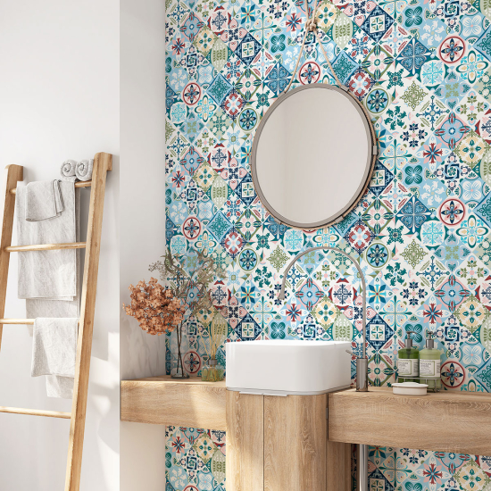 Bathroom Self Adhesive - Cement tile pattern