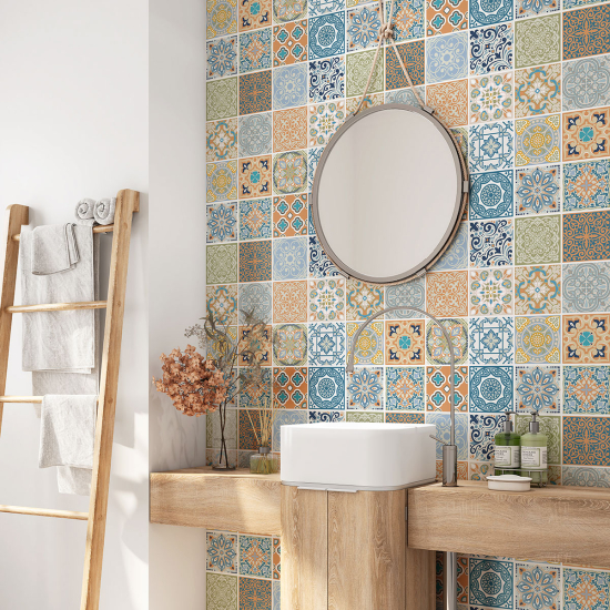 Bathroom Self Adhesive - Cement tile pattern