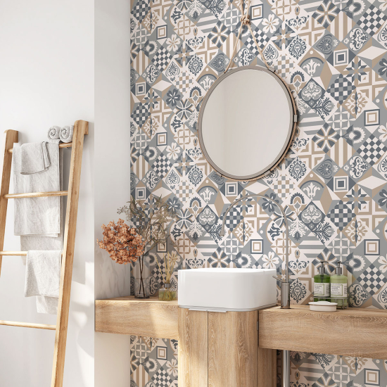 Bathroom Self Adhesive - Cement tile pattern