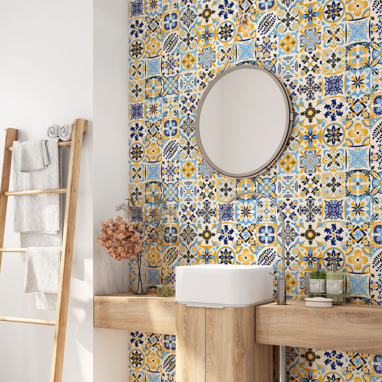 Bathroom Self Adhesive - Cement tile pattern