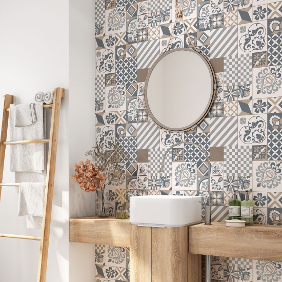 Bathroom Self Adhesive - Cement tile pattern