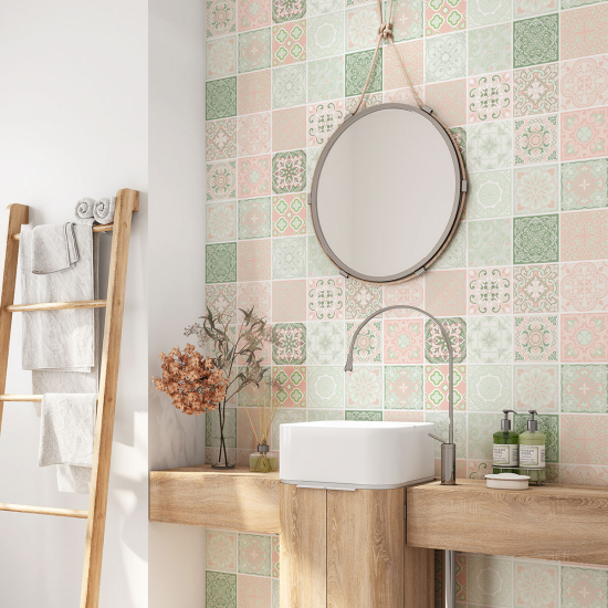 Bathroom Self Adhesive - Cement tile pattern