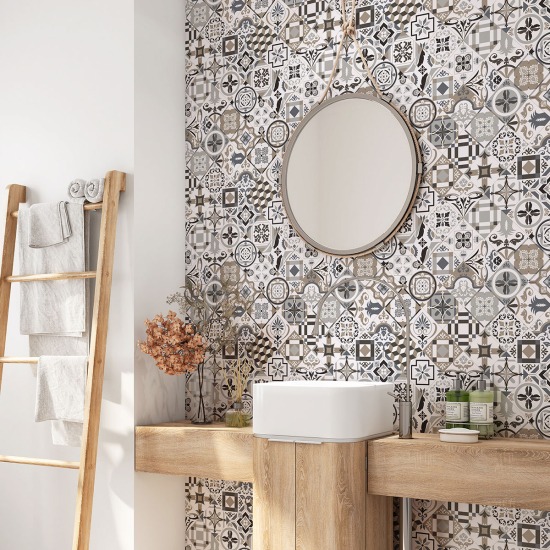 Bathroom Self Adhesive - Cement tile pattern