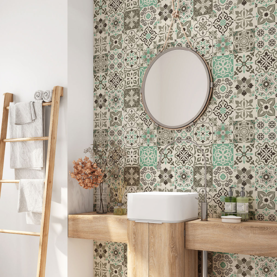 Bathroom Self Adhesive - Cement tile pattern