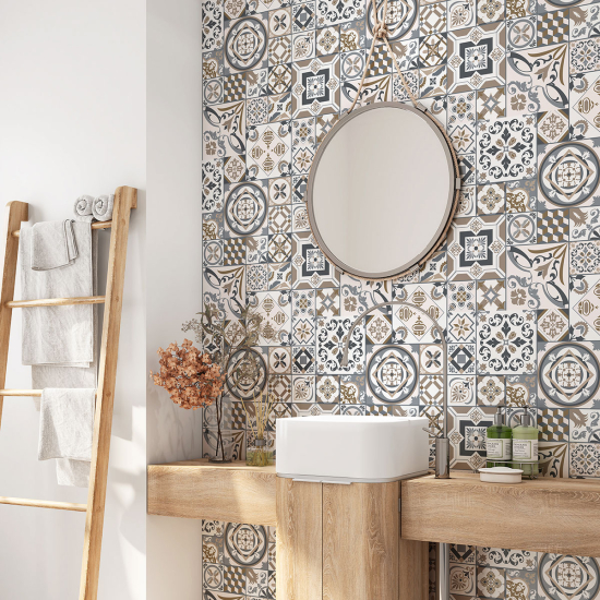 Bathroom Self Adhesive - Cement tile pattern