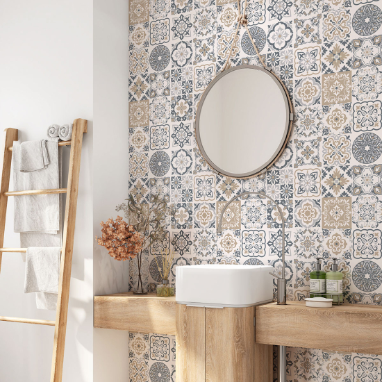 Bathroom Self Adhesive - Cement tile pattern