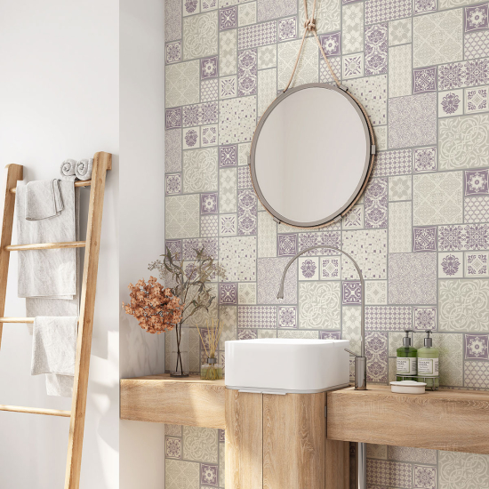 Bathroom Self Adhesive - Cement tile pattern