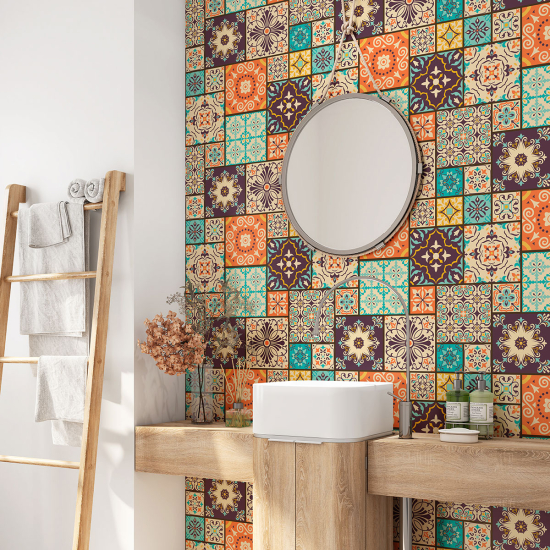 Bathroom Self Adhesive - Cement tile pattern