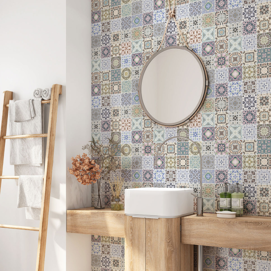 Bathroom Self Adhesive - Cement tile pattern