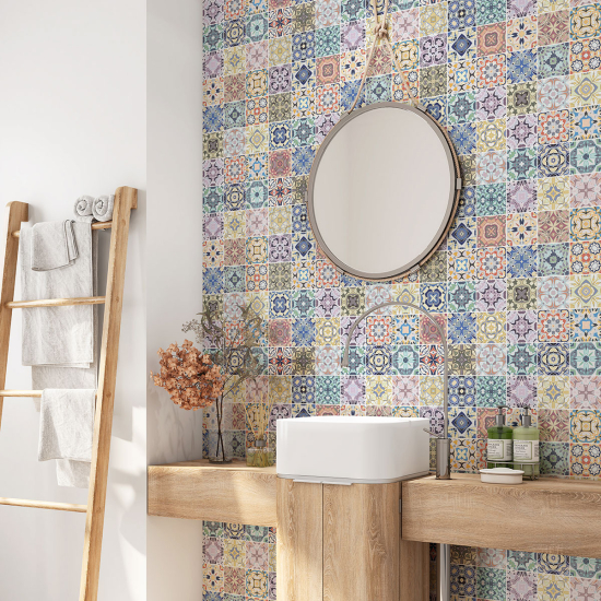 Bathroom Self Adhesive - Cement tile pattern