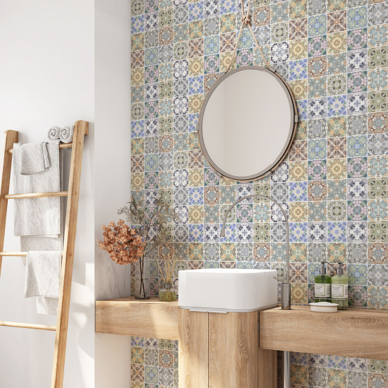 Bathroom Self Adhesive - Cement tile pattern