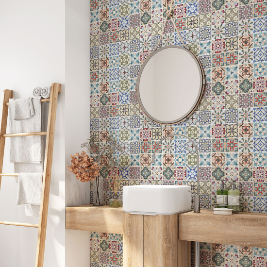 Bathroom Self Adhesive - Cement tile pattern