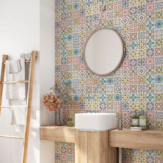 Bathroom Self Adhesive - Cement tile pattern