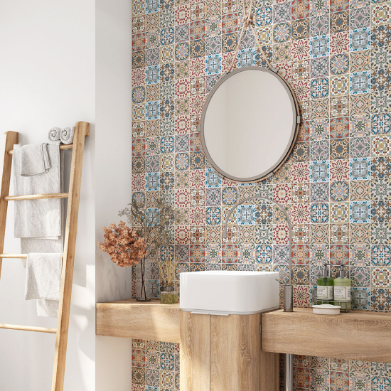 Bathroom Self Adhesive - Cement tile pattern