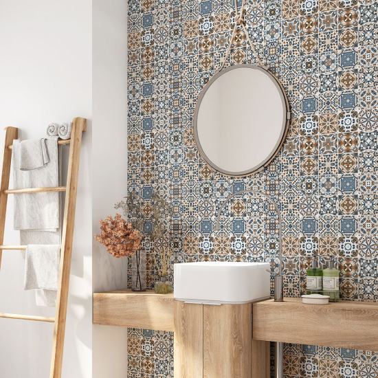 Bathroom Self Adhesive - Cement tile pattern