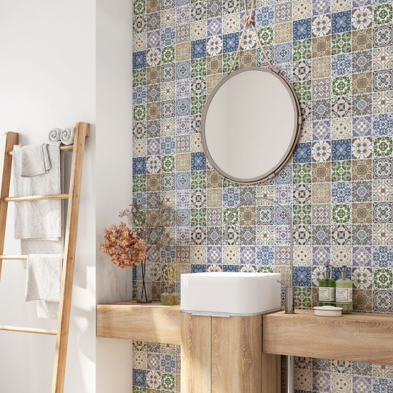 Bathroom Self Adhesive - Cement tile pattern