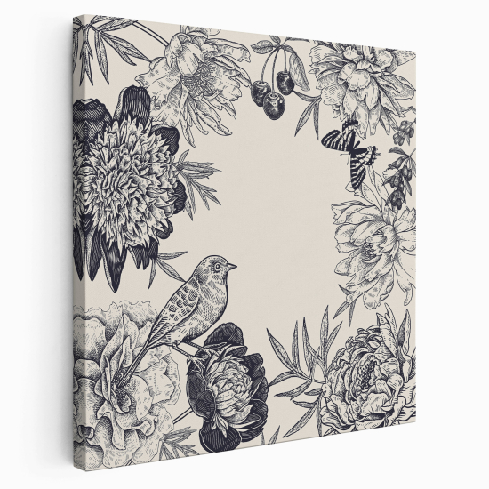 Canvas Print - Bird flowers