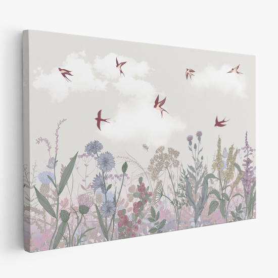 Canvas Print - Flowers Birds