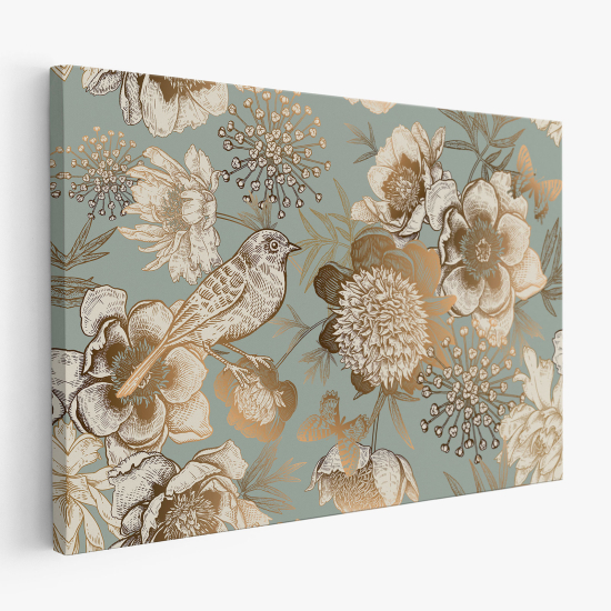 Canvas Print - Flowers Birds